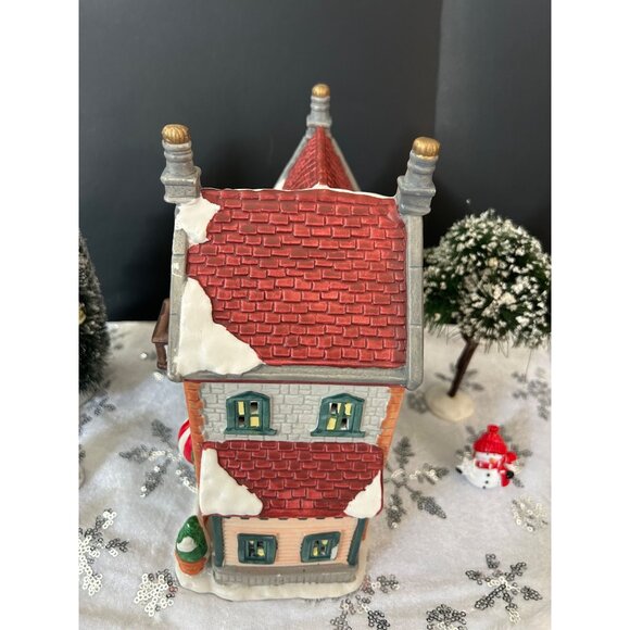 Christmas Village Scene With Accessories - Apres Ski Shop Trees Santa & Snowman - Picture 6 of 15